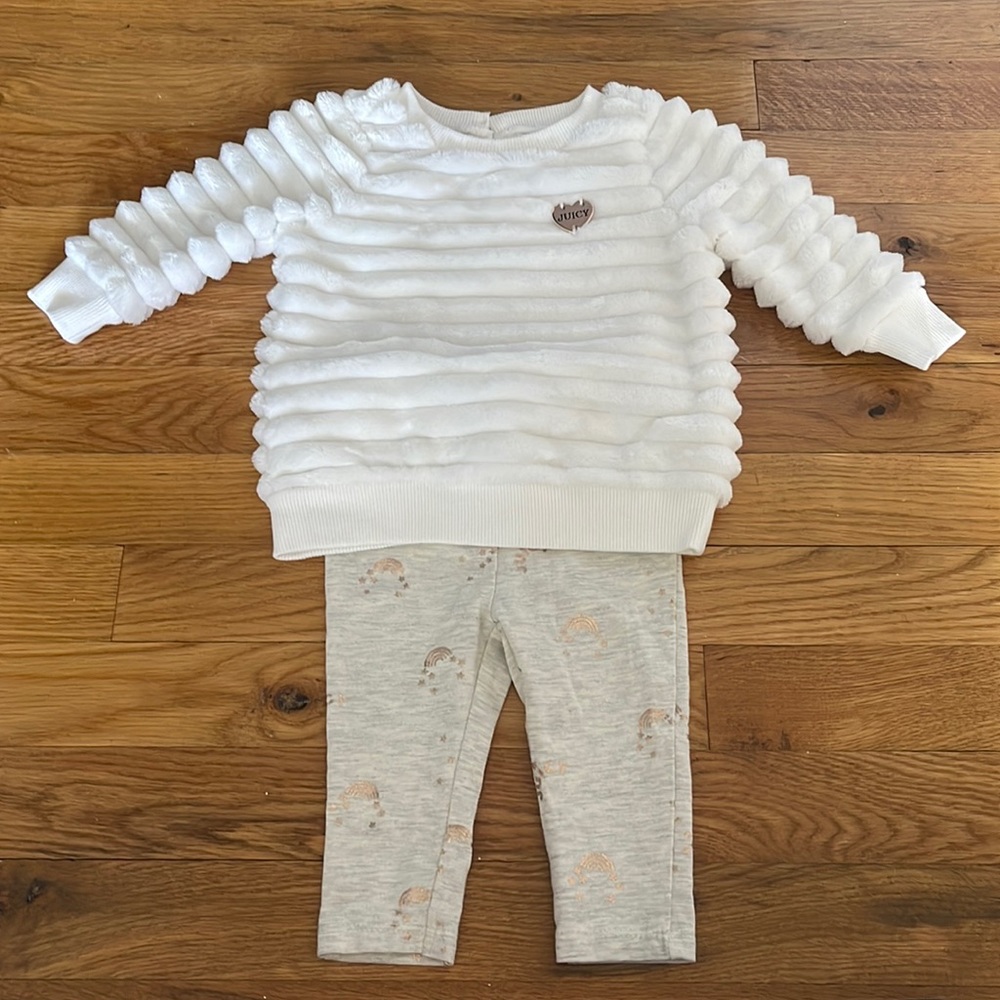 Juicy Couture White Sweater & Pants Outfit 3-6M